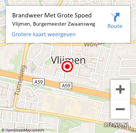 Locatie op kaart van de 112 melding: Brandweer Met Grote Spoed Naar Vlijmen, Burgemeester Zwaansweg op 29 november 2018 09:41