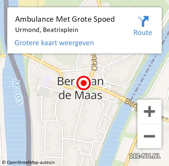 Locatie op kaart van de 112 melding: Ambulance Met Grote Spoed Naar Urmond, Beatrixplein op 16 maart 2014 04:18