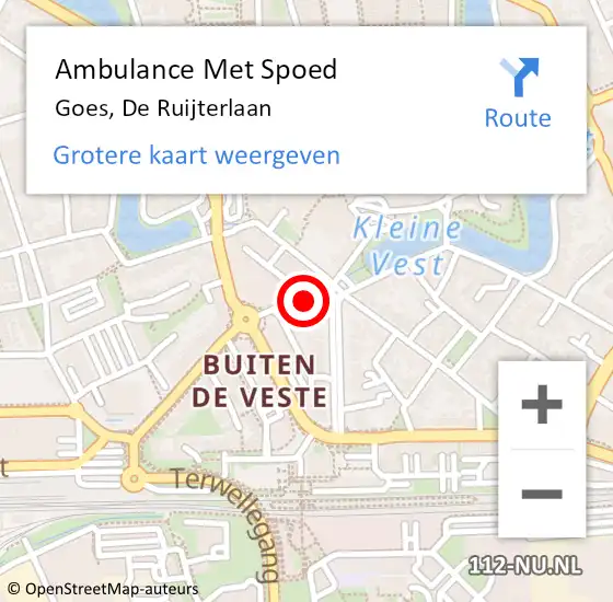 Locatie op kaart van de 112 melding: Ambulance Met Spoed Naar Goes, De Ruijterlaan op 29 november 2018 10:18