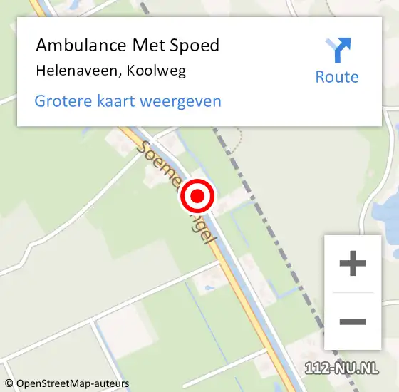 Locatie op kaart van de 112 melding: Ambulance Met Spoed Naar Helenaveen, Koolweg op 29 november 2018 10:36
