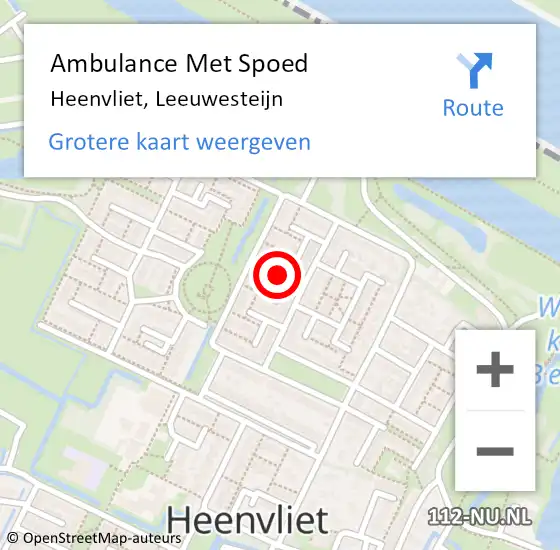 Locatie op kaart van de 112 melding: Ambulance Met Spoed Naar Heenvliet, Leeuwesteijn op 29 november 2018 11:02