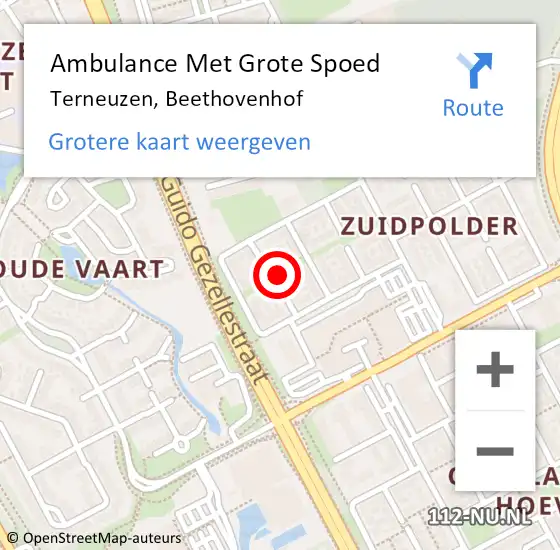 Locatie op kaart van de 112 melding: Ambulance Met Grote Spoed Naar Terneuzen, Beethovenhof op 29 november 2018 12:13