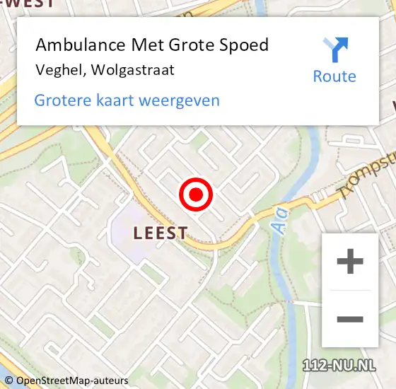 Locatie op kaart van de 112 melding: Ambulance Met Grote Spoed Naar Veghel, Wolgastraat op 29 november 2018 12:19