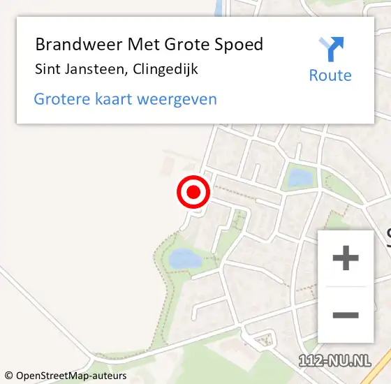 Locatie op kaart van de 112 melding: Brandweer Met Grote Spoed Naar Sint Jansteen, Clingedijk op 29 november 2018 12:21
