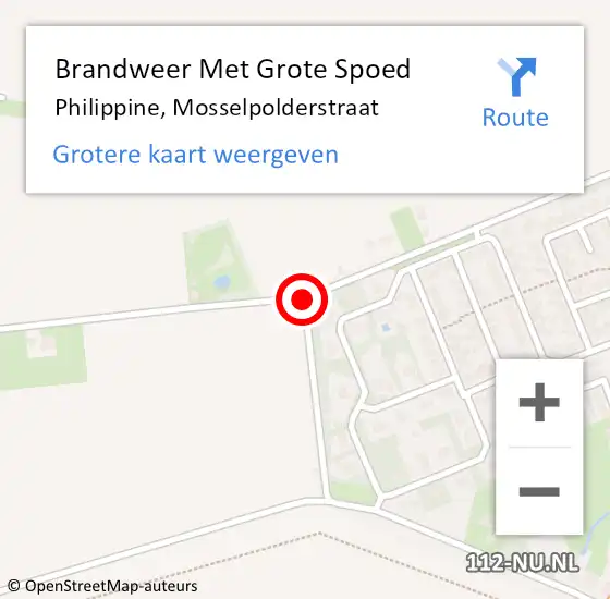 Locatie op kaart van de 112 melding: Brandweer Met Grote Spoed Naar Philippine, Mosselpolderstraat op 29 november 2018 14:07