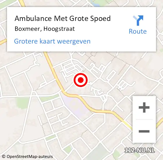 Locatie op kaart van de 112 melding: Ambulance Met Grote Spoed Naar Boxmeer, Hoogstraat op 29 november 2018 14:59