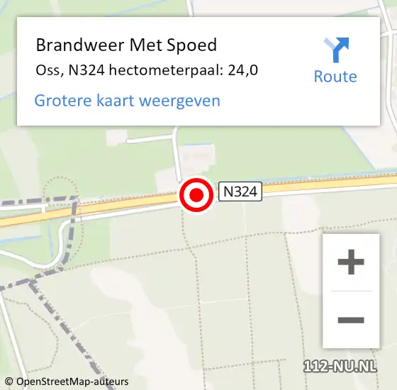 Locatie op kaart van de 112 melding: Brandweer Met Spoed Naar Oss, N324 hectometerpaal: 24,0 op 29 november 2018 16:13