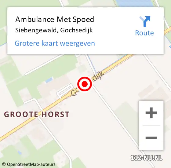 Locatie op kaart van de 112 melding: Ambulance Met Spoed Naar Siebengewald, Gochsedijk op 29 november 2018 16:15