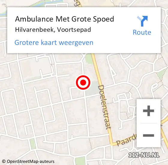 Locatie op kaart van de 112 melding: Ambulance Met Grote Spoed Naar Hilvarenbeek, Voortsepad op 29 november 2018 16:44