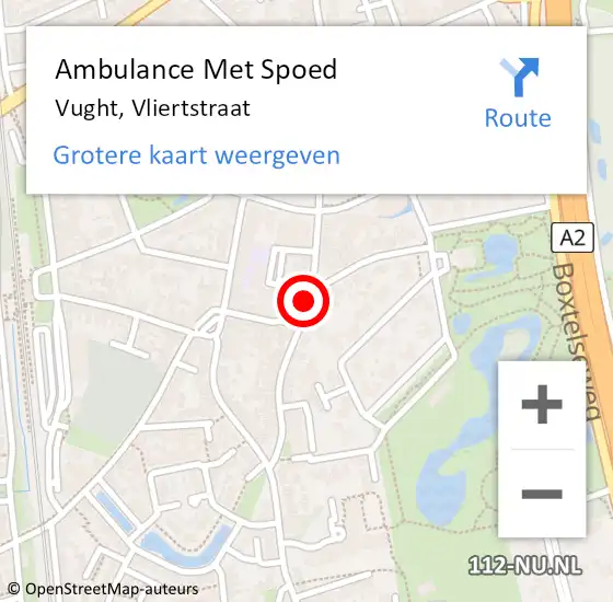 Locatie op kaart van de 112 melding: Ambulance Met Spoed Naar Vught, Vliertstraat op 29 november 2018 18:03