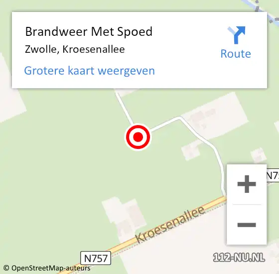 Locatie op kaart van de 112 melding: Brandweer Met Spoed Naar Zwolle, Kroesenallee op 29 november 2018 18:10