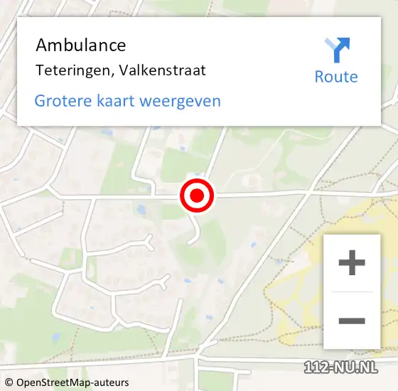 Locatie op kaart van de 112 melding: Ambulance Teteringen, Valkenstraat op 29 november 2018 18:15