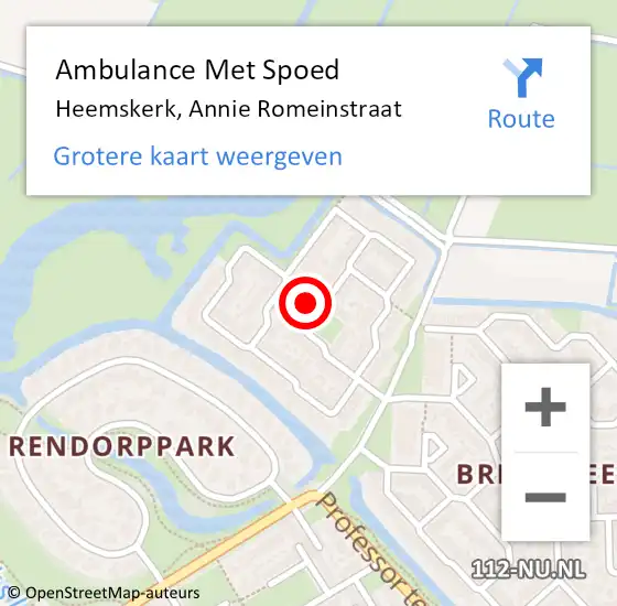 Locatie op kaart van de 112 melding: Ambulance Met Spoed Naar Heemskerk, Annie Romeinstraat op 29 november 2018 18:17