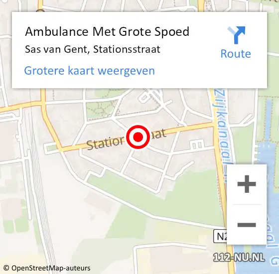 Locatie op kaart van de 112 melding: Ambulance Met Grote Spoed Naar Sas van Gent, Stationsstraat op 29 november 2018 18:21