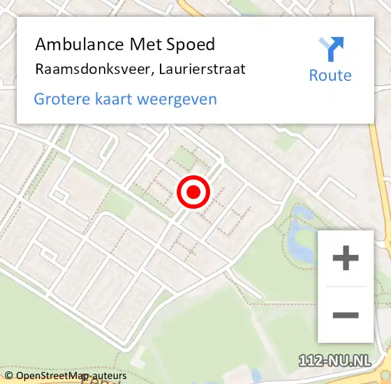 Locatie op kaart van de 112 melding: Ambulance Met Spoed Naar Raamsdonksveer, Laurierstraat op 29 november 2018 19:14