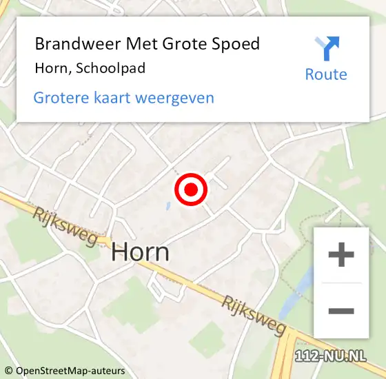 Locatie op kaart van de 112 melding: Brandweer Met Grote Spoed Naar Horn, Schoolpad op 29 november 2018 19:24