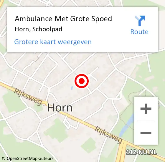 Locatie op kaart van de 112 melding: Ambulance Met Grote Spoed Naar Horn, Schoolpad op 29 november 2018 19:30