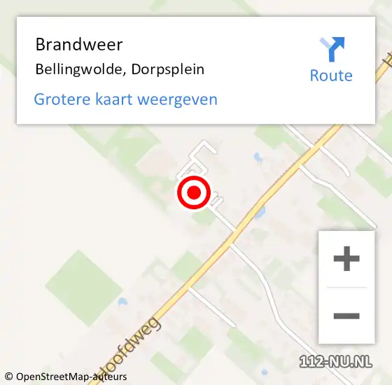 Locatie op kaart van de 112 melding: Brandweer Bellingwolde, Dorpsplein op 29 november 2018 19:38