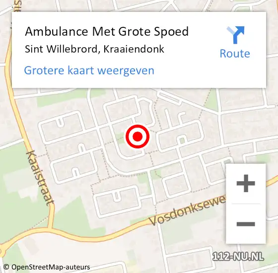 Locatie op kaart van de 112 melding: Ambulance Met Grote Spoed Naar Sint Willebrord, Kraaiendonk op 29 november 2018 20:00