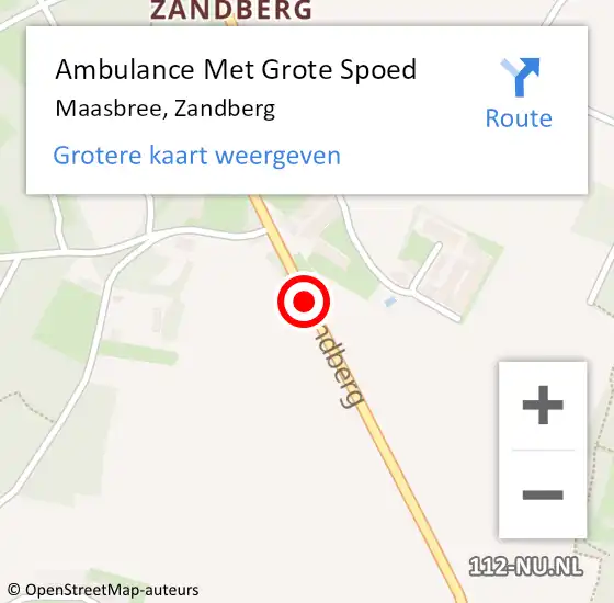 Locatie op kaart van de 112 melding: Ambulance Met Grote Spoed Naar Maasbree, Zandberg op 29 november 2018 20:16