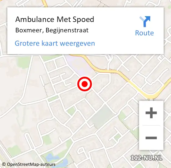 Locatie op kaart van de 112 melding: Ambulance Met Spoed Naar Boxmeer, Begijnenstraat op 29 november 2018 20:36