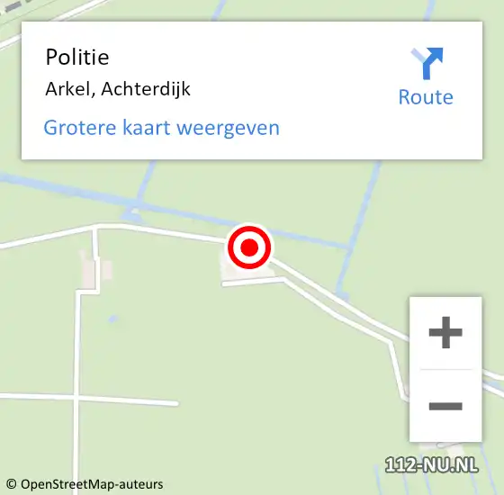 Locatie op kaart van de 112 melding: Politie Arkel, Achterdijk op 29 november 2018 20:52