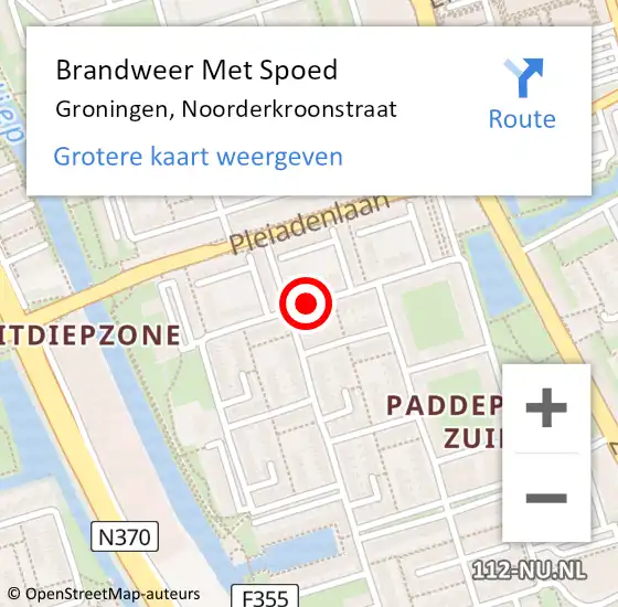 Locatie op kaart van de 112 melding: Brandweer Met Spoed Naar Groningen, Noorderkroonstraat op 29 november 2018 21:15