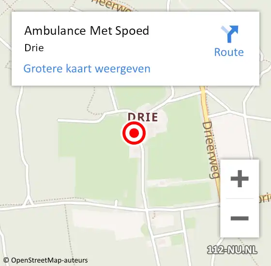 Locatie op kaart van de 112 melding: Ambulance Met Spoed Naar Drie op 29 november 2018 21:49