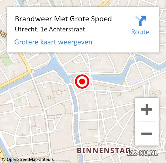 Locatie op kaart van de 112 melding: Brandweer Met Grote Spoed Naar Utrecht, 1e Achterstraat op 29 november 2018 23:06