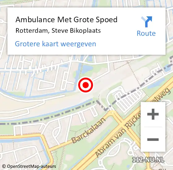 Locatie op kaart van de 112 melding: Ambulance Met Grote Spoed Naar Rotterdam, Steve Bikoplaats op 29 november 2018 23:15
