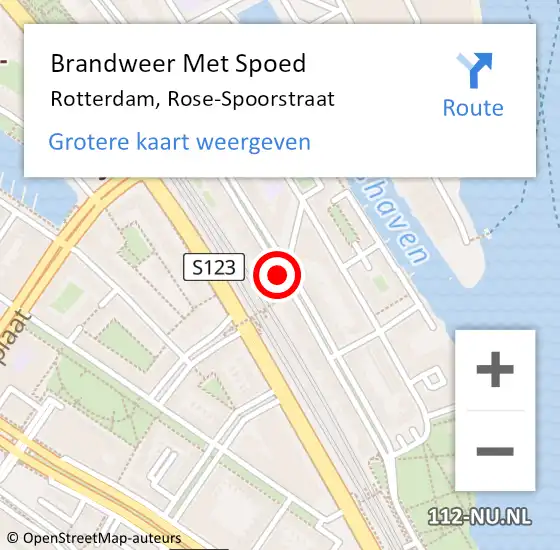 Locatie op kaart van de 112 melding: Brandweer Met Spoed Naar Rotterdam, Rose-Spoorstraat op 29 november 2018 23:37