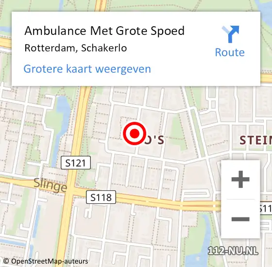 Locatie op kaart van de 112 melding: Ambulance Met Grote Spoed Naar Rotterdam, Schakerlo op 29 november 2018 23:38