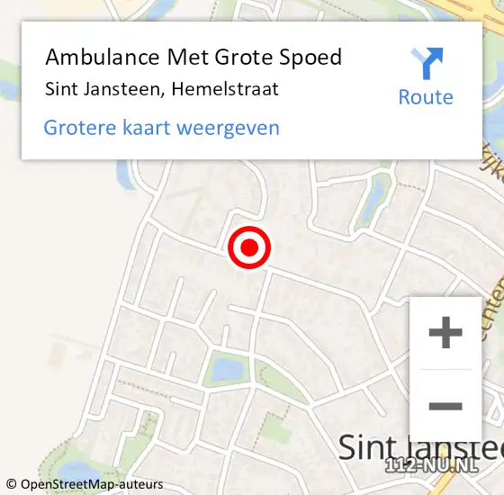 Locatie op kaart van de 112 melding: Ambulance Met Grote Spoed Naar Sint Jansteen, Hemelstraat op 30 november 2018 03:26