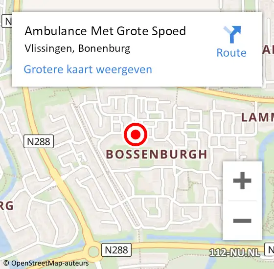 Locatie op kaart van de 112 melding: Ambulance Met Grote Spoed Naar Vlissingen, Bonenburg op 30 november 2018 07:23