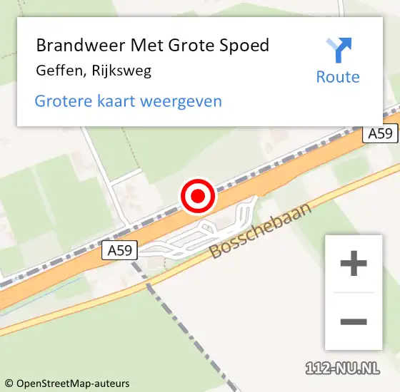 Locatie op kaart van de 112 melding: Brandweer Met Grote Spoed Naar Geffen, Rijksweg op 30 november 2018 08:33