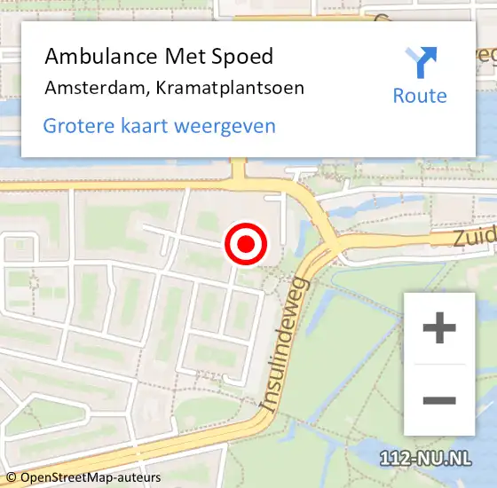 Locatie op kaart van de 112 melding: Ambulance Met Spoed Naar Amsterdam, Kramatplantsoen op 30 november 2018 08:42