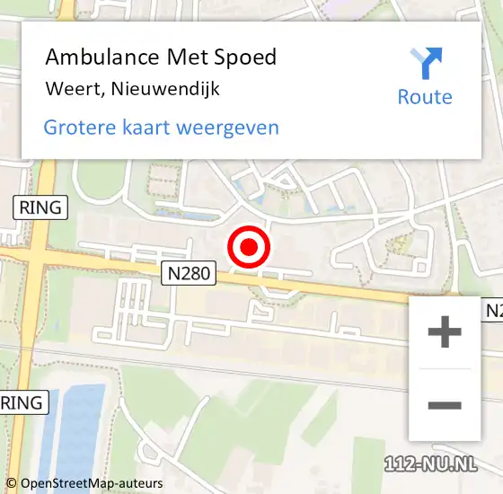 Locatie op kaart van de 112 melding: Ambulance Met Spoed Naar Weert, Nieuwendijk op 16 maart 2014 08:45