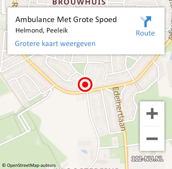 Locatie op kaart van de 112 melding: Ambulance Met Grote Spoed Naar Helmond, Peeleik op 30 november 2018 09:50