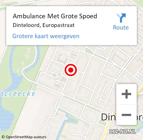Locatie op kaart van de 112 melding: Ambulance Met Grote Spoed Naar Dinteloord, Europastraat op 30 november 2018 10:00