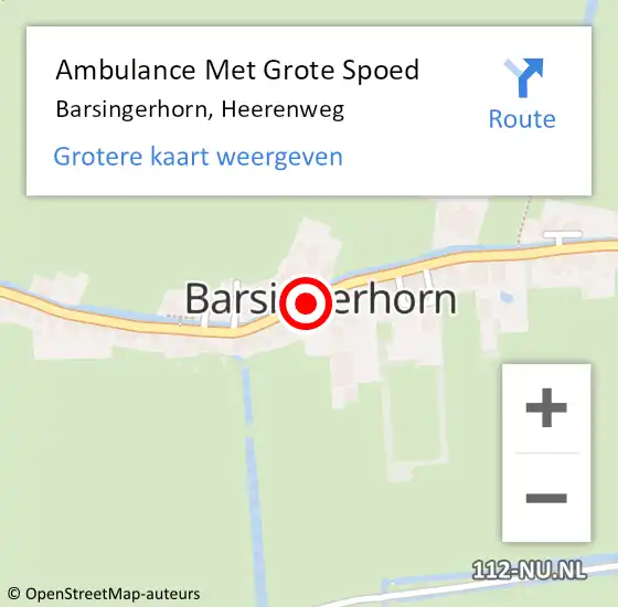 Locatie op kaart van de 112 melding: Ambulance Met Grote Spoed Naar Barsingerhorn, Heerenweg op 30 november 2018 10:40