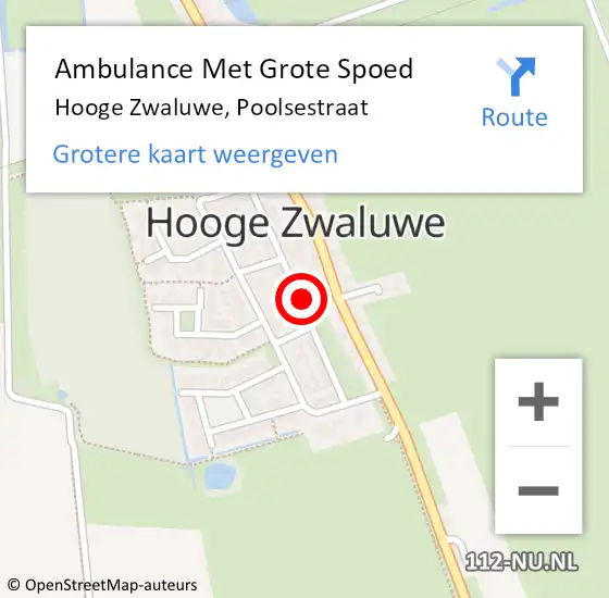 Locatie op kaart van de 112 melding: Ambulance Met Grote Spoed Naar Hooge Zwaluwe, Poolsestraat op 30 november 2018 12:00