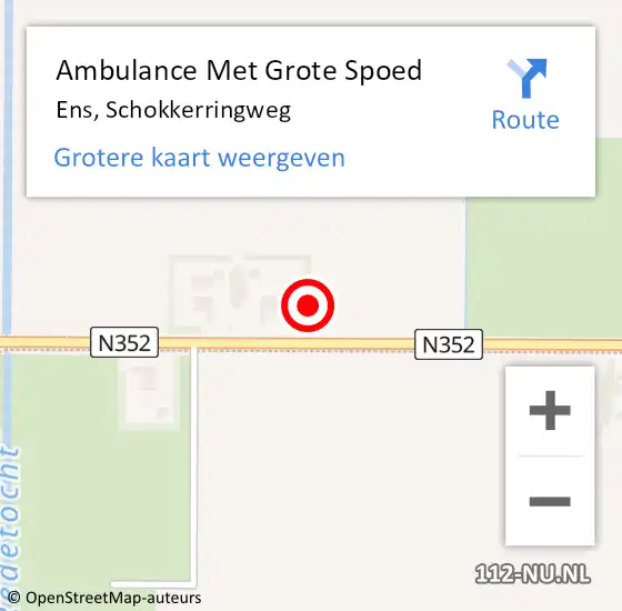 Locatie op kaart van de 112 melding: Ambulance Met Grote Spoed Naar Ens, Schokkerringweg op 30 november 2018 13:11