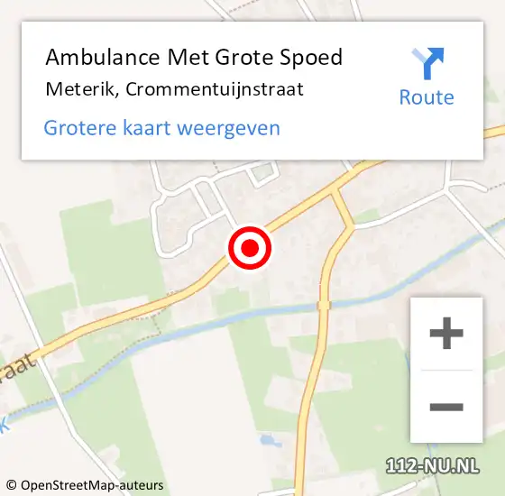 Locatie op kaart van de 112 melding: Ambulance Met Grote Spoed Naar Meterik, Crommentuijnstraat op 16 maart 2014 09:24
