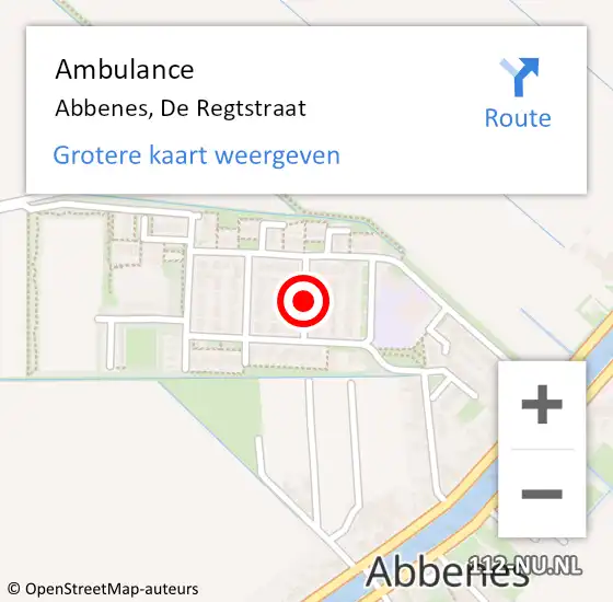 Locatie op kaart van de 112 melding: Ambulance Abbenes, De Regtstraat op 30 november 2018 13:26