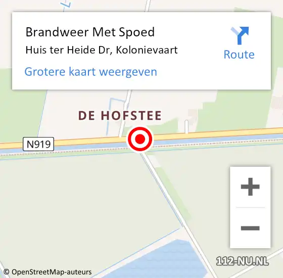 Locatie op kaart van de 112 melding: Brandweer Met Spoed Naar Huis ter Heide Dr, Kolonievaart op 30 november 2018 13:52