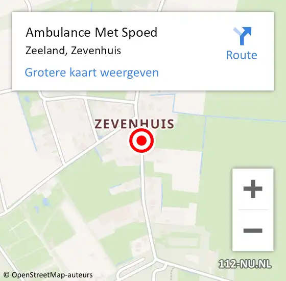 Locatie op kaart van de 112 melding: Ambulance Met Spoed Naar Zeeland, Zevenhuis op 30 november 2018 14:28