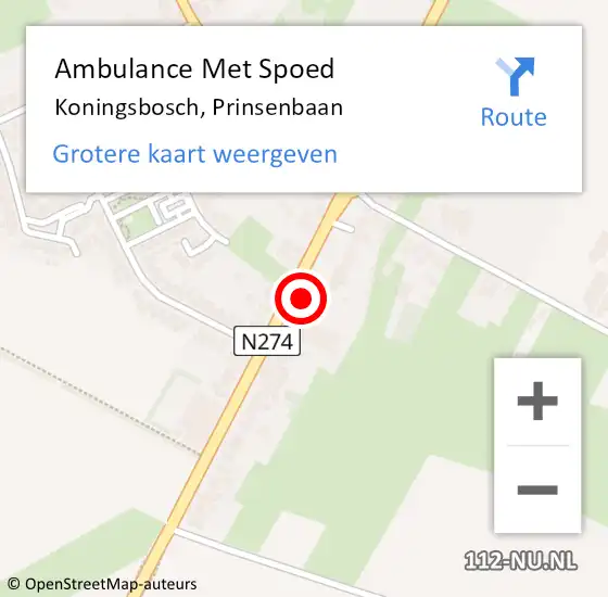 Locatie op kaart van de 112 melding: Ambulance Met Spoed Naar Koningsbosch, Prinsenbaan op 25 september 2013 15:14