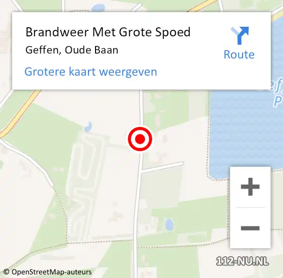 Locatie op kaart van de 112 melding: Brandweer Met Grote Spoed Naar Geffen, Oude Baan op 30 november 2018 14:43