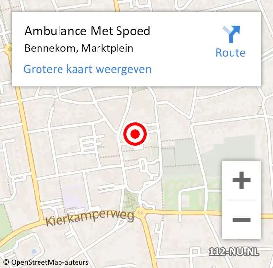 Locatie op kaart van de 112 melding: Ambulance Met Spoed Naar Bennekom, Marktplein op 30 november 2018 14:46