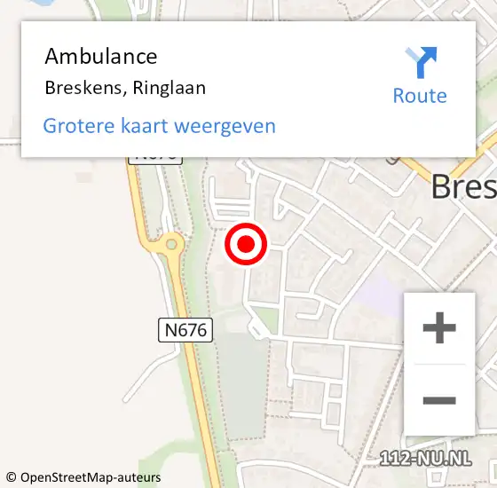 Locatie op kaart van de 112 melding: Ambulance Breskens, Ringlaan op 30 november 2018 15:05